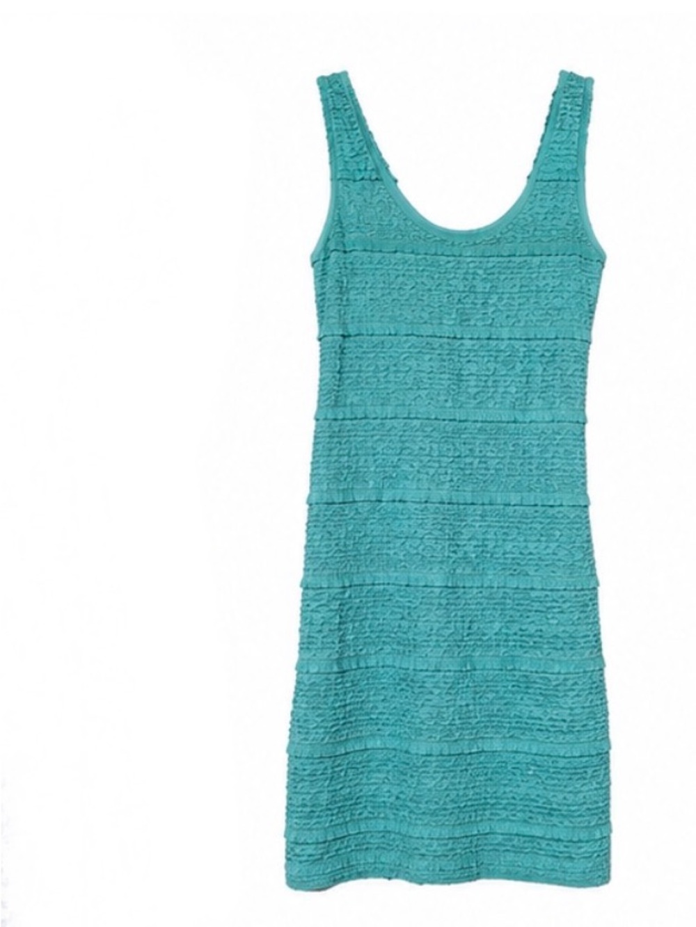 Forever 21 Teal Textured Ruffle Bodycon Tank Dress